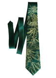 Marijuana necktie. Cannabis leaf printed emerald green tie. Cyberoptix