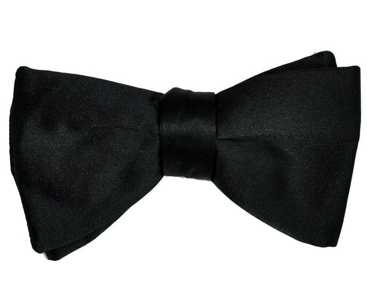 Black Bow Tie. Self Tie Solid Color No Print