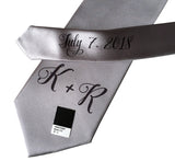 custom monogram wedding necktie, black and silver. Cyberoptix sublimation print groomsmen gifts