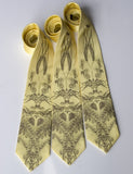 cyberoptix custom printed wedding ties, hops and wheat print on butter yellow
