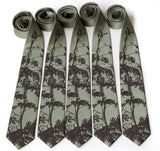 cyberoptix custom printed wedding ties, leaf print on sage