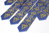 cyberoptix custom printed wedding ties. skinny blue and gold