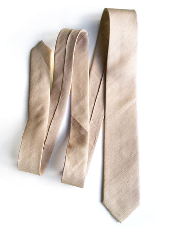 Khaki Linen Necktie. Solid Color Tie, Packard
