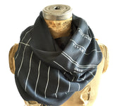 Dark grey library date due slip scarf, luxe weight. Librarian gift by cyberoptix.