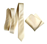 cream woven herringbone silk wedding necktie & pocket square set, by Cyberoptix