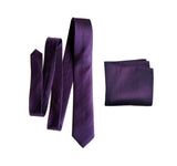 Solid Color Eggplant Herringbone Silk Necktie and pocket Square Set, by Cyberoptix