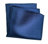 Solid sapphire blue pocket square. Woven herringbone silk, by Cyberoptix