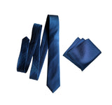 Solid sapphire blue tie & pocket square set. Woven herringbone silk, by Cyberoptix