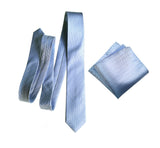 Cyberoptix powder blue wedding tie and pocket square set, woven herringbone silk necktie