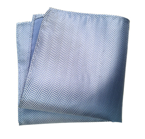 Powder Blue Herringbone Silk Pocket Square