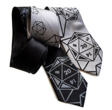 d20 neckties, black and silver.
