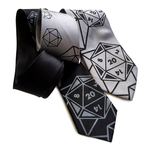 d20 Silk Necktie. D & D inspired Twenty Sided Tie