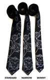 d20 neckties: wide, narrow and skinny sizes