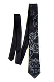 Black d20 twenty sided die necktie