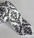 Black and white damask necktie