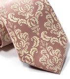 Damask necktie. Ivory-cream on peach.