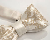  Damask print bow tie, by Cyberoptix. Warm cream on cream bow tie.