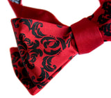  Damask print bow tie, by Cyberoptix. Black ink on red bow tie.