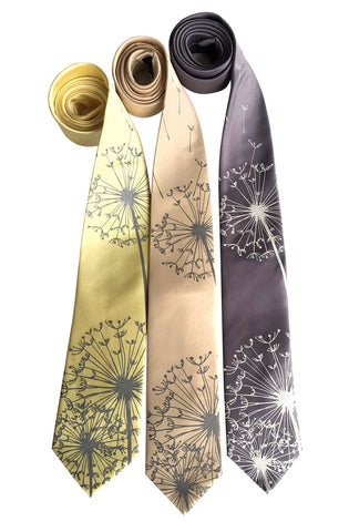 Dandelion Print Silk Necktie
