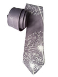 Grey Dandelion Print Necktie, by Cyberoptix