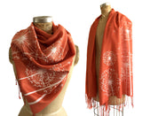 Dandelion Scarf. Floral print linen-weave pashmina