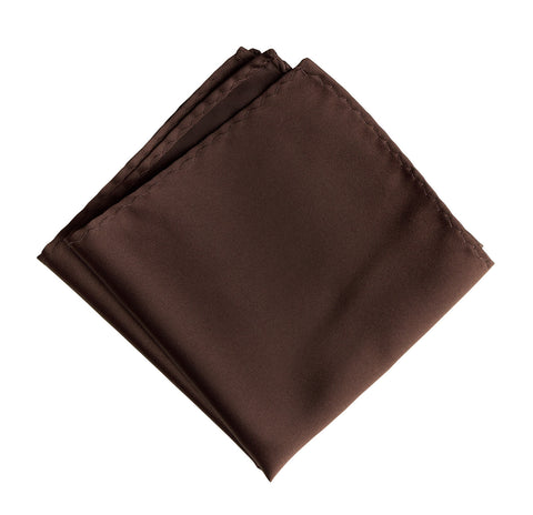 Dark Brown Pocket Square. Solid Color Satin Finish, No Print