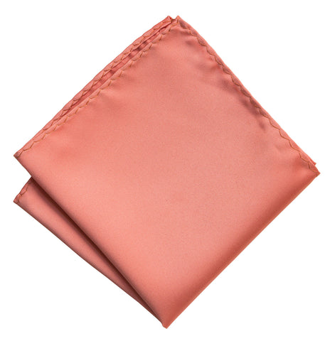 Dark Salmon Pocket Square. Medium Pink Solid Color Satin Finish, No Print