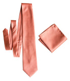 Medium Pink Solid Color Pocket Square. Dark Salmon Satin Finish, No Print for weddings, by Cyberoptix