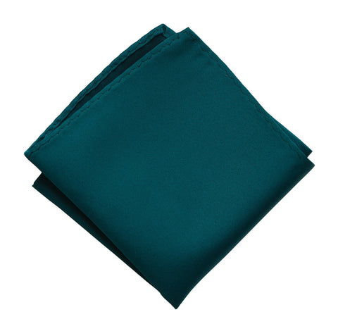 Dark Teal Pocket Square. Dark Green Solid Color Satin Finish, No Print