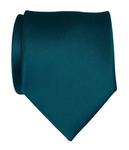 Dark Teal Necktie. Dark Green Solid Color Satin Finish Tie, No Print