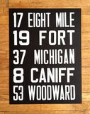 Detroit Bus Roll Sign Poster Art Print, hand printed by cyberoptix