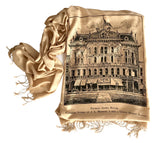 sandy beige Detroit Opera House & JL Hudson's linen-weave pashmina scarf