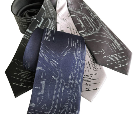 Detroit Subway Map Necktie, 1915 Vintage Map Print Tie