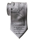 Proposed Detroit Subway Map Print Necktie, Black on Silver Tie, by Cyberoptix
