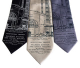 Historic Detroit Train Station Blueprint Neckties, by Cyberoptix