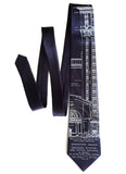 Navy Blue Detroit Train Station Blueprint Tie, by Cyberoptix