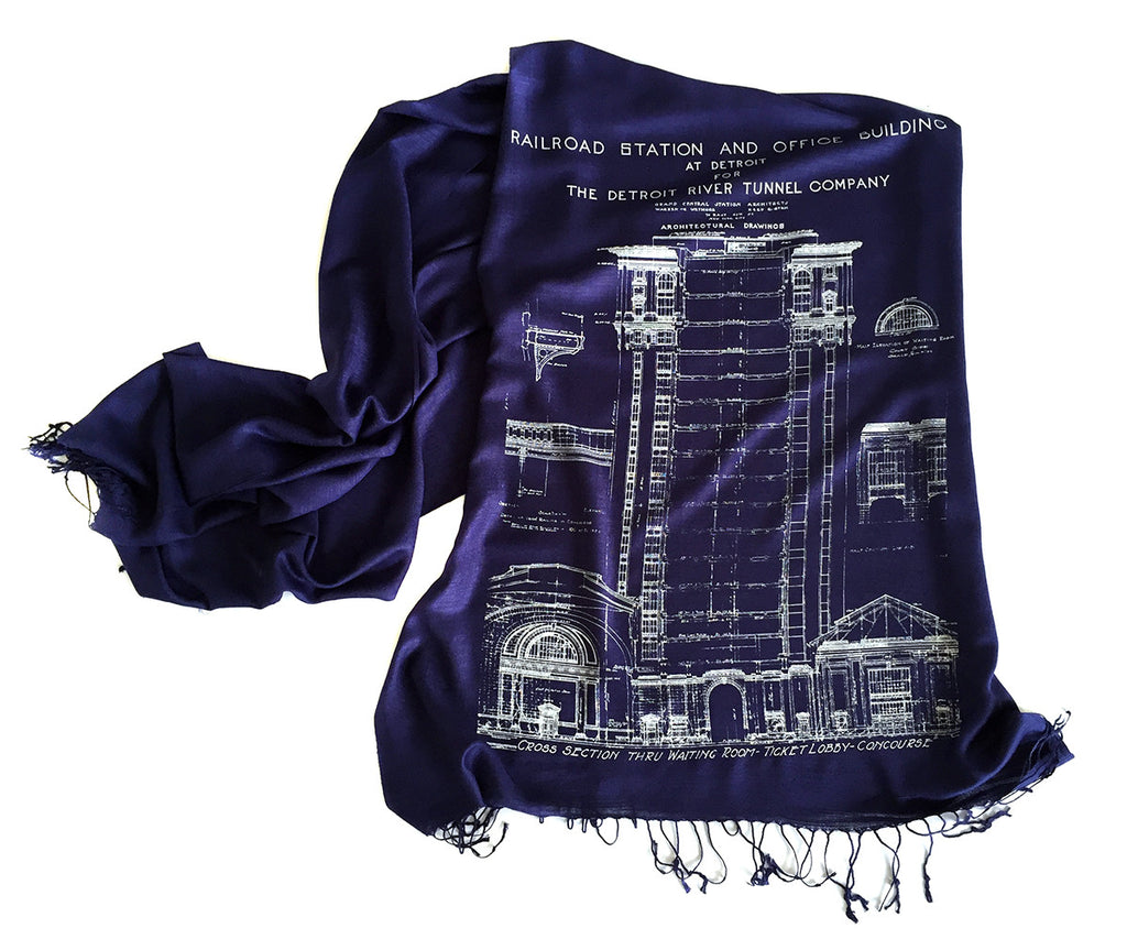 Cyberoptix TieLab Blueprint Bamboo Scarf. Cass Tech Detroit Pashmina