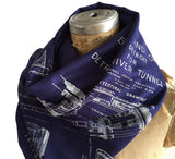 Navy Blue and White Blueprint Scarf: Detroit Train Station