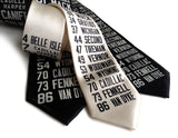 Detroit Bus Scroll Neckties. Black & cream ties.