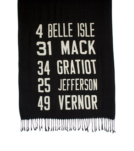 Bus Scroll Pashmina: Detroit East Side Route scarf