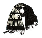 Black Detroit Bus Scroll pashmina scarf