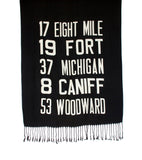 Black Detroit Bus Scroll scarf.