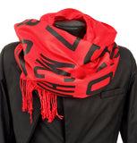 Red Detroit Bus Scroll pashmina scarf