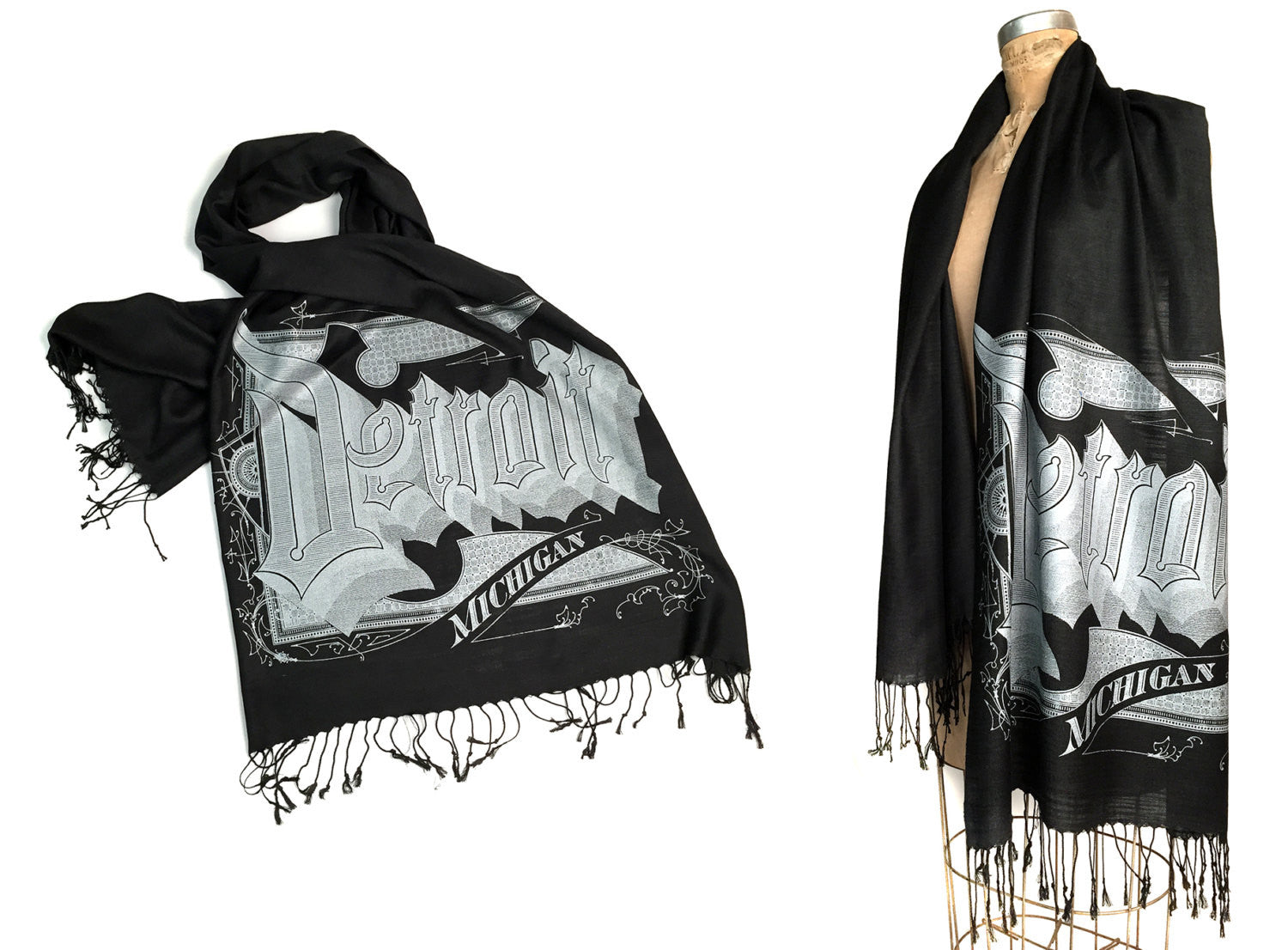 Detroit Michigan Pashmina, by Cyberoptix Tie Lab