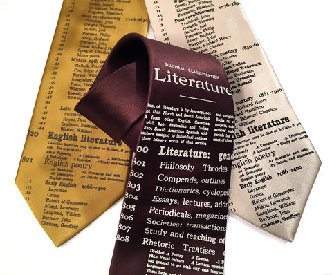 Dewey Decimal Literary silk necktie.
