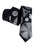 Diatoms Silk Necktie: Silver print on black.