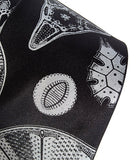 Diatoms print necktie by Cyberoptix. Silver on black.