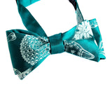  Diatoms bow tie. Mint ink on teal green.