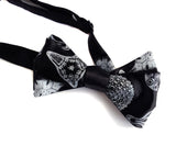  Diatoms bow tie. Silver ink on black.