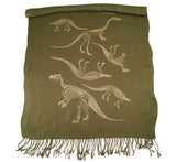 Sage green Dinosaur Skeleton scarf 